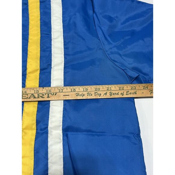 VINTAGE BELL SYSTEM BLUE YELLOW WHITE RACING JACKET SIZE MEDIUM FLEECE LINED - Picture 9 of 10